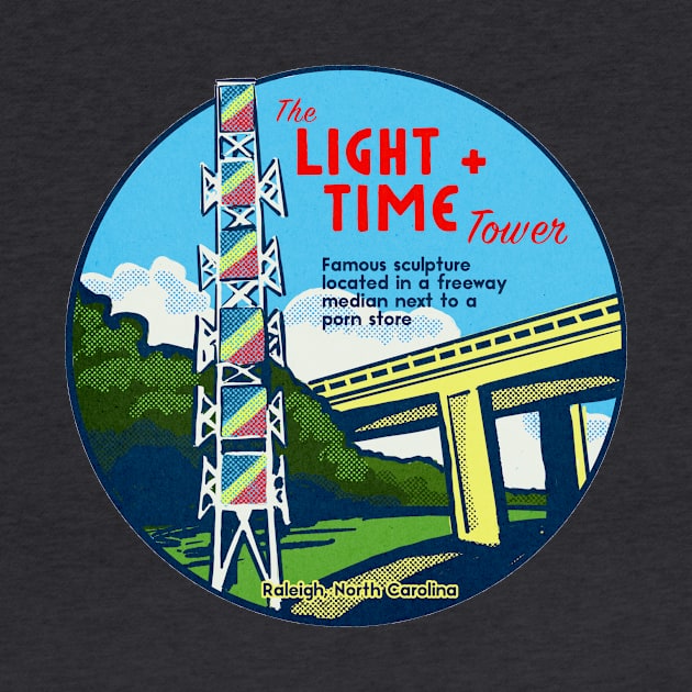 Light + Time Tower, Raleigh NC, Vintage Style Travel Decal by sweetteaswamp